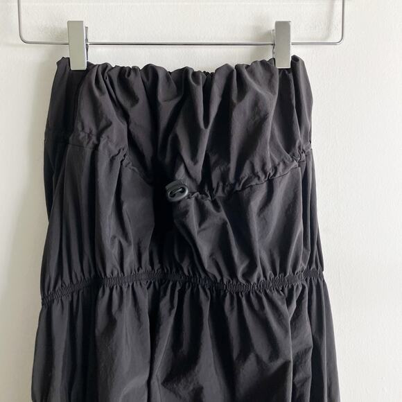 UO Urban Outfitters XS Dress Strapless Black Drawstring Long Asymmetrical - Picture 8 of 12